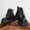 FashionGenuine Leather High Top Ankle Boots New Trend Mens Walking Shoes Non-Slip Lace-Up Motorcycle Boots Wear-Resistant Hiking Botas