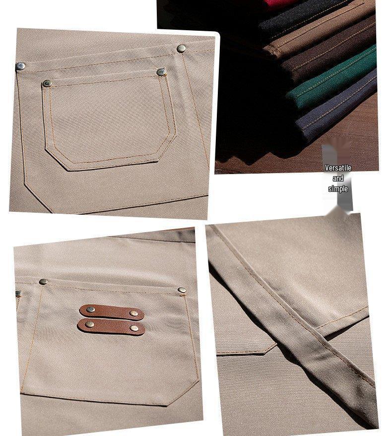 Fashionable Waterproof Canvas Half Apron - Breathable & Wear-Resistant for Work & Catering