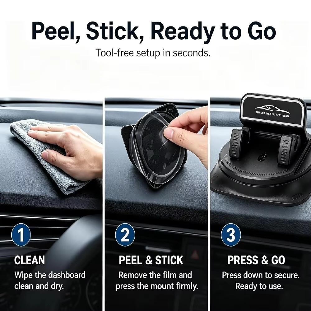 Non-Slip Car Phone Holder 360 Degree Rotatable Mobile Phone Holder Dashboard Use
