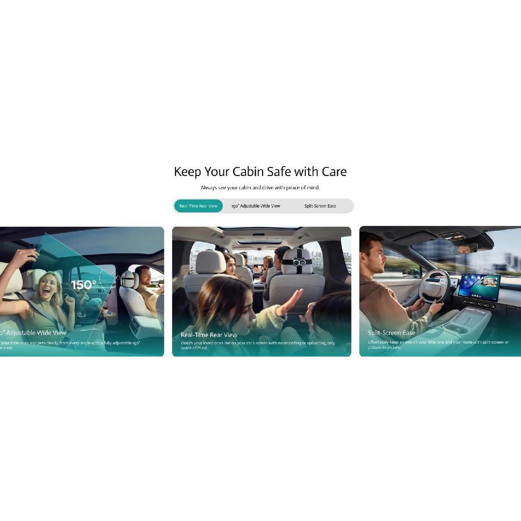 Ottocast Cabin Care Wireless Carplay Adapter Baby Car Camera for Backseat 1080P 150° Wide Angle Night Vision Back‑Seat Monitor