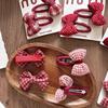 Cute Kids Girl Hair Clip Red Color Fashion Bow Belt Hair Pin for Toddler Solid Color Dot Plaid Style Barrettes Hair Accessories