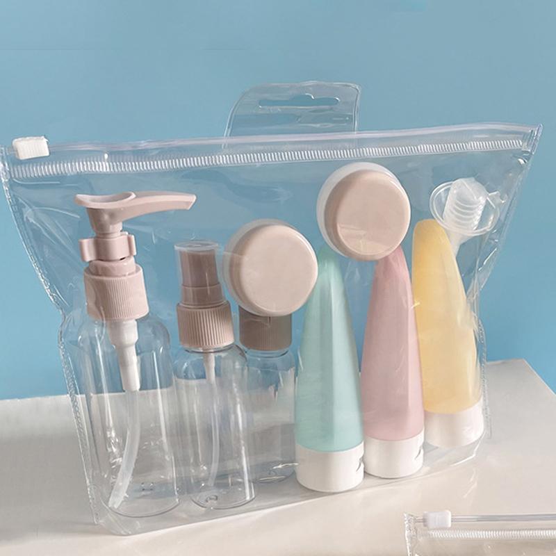 Дорожный костюм из 11 предметов, косметический флакон, пластиковый флакон, флакон для лосьона, флакон для тонера, распылитель, дозатор для шампуня и мыла