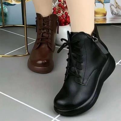 Женские британские ботинки Мартин из мягкой кожи на мягкой подошве, женские ботинки на толстой подошве, новые осенне-зимние, ретро, на молнии, полусапожки для среднего возраста
