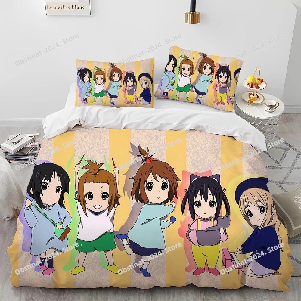 3D K-ON Мультяшный Милый Лолита Кавайные Девочки Комплект Постельного Белья Одеяло, Пододеяльник Комплект Постельного Белья Покрывало Наволочка, Комплект Постельного Белья размера Квин