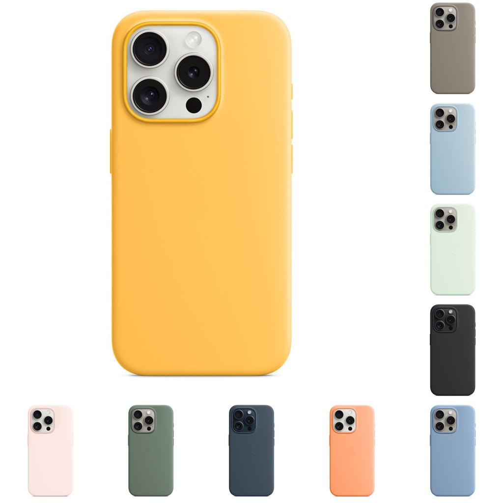 For Iphone 15 Solid Color Silicone Phone Case Shock Absorption Resistant Scratch
