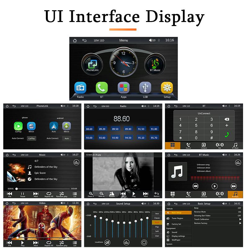 Hippcron Автомобильный плеер Монитор CarPlay Android Авто Мультимедийный плеер 7-дюймовый портативный сенсорный экран Встроенные динамики
