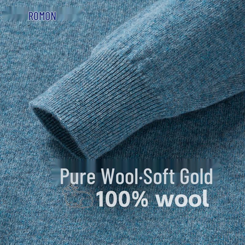 ROMON Мужской тонкий свитер из 100% мериносовой шерсти с круглым вырезом