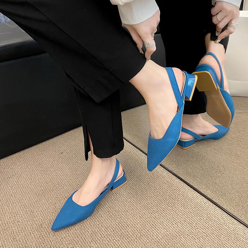 Летние женские новые сексуальные остроносые ретро однотонные туфли на высоком каблуке кожаные женские сандалии для банкета на открытом воздухе большого размера