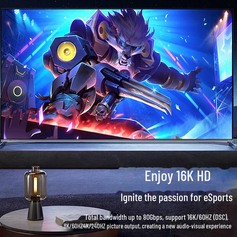 Biaz Version 2.1 DP Cable: Supports 16K@60Hz, 8K@120Hz, 4K@240Hz, Compatible with Model HX115 and 1.4 Standard.