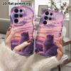 Phone Case: 2D Flat Samsung Galaxy A34 A35 M05 M06 S20 S22 S21 FE Plus 5G Protective Case, Couples Style, Sunset Long Haired Cat, Christmas and Hallow