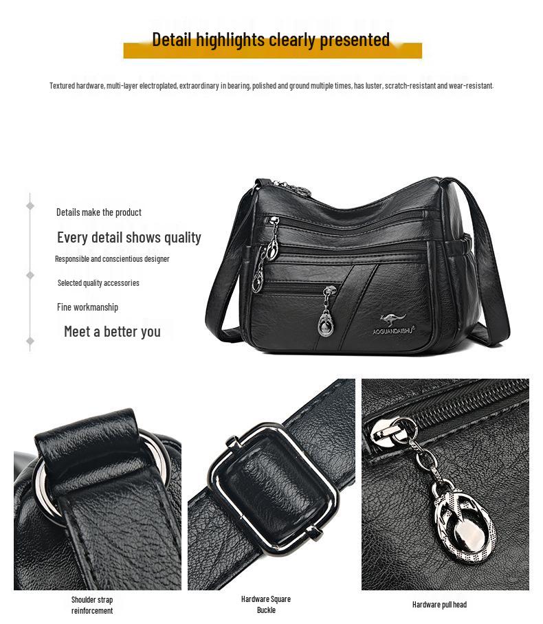 2025 Сумка из мягкой кожи для женщин - Стильная, простая сумка кроссбоди и на плечо для женщин среднего возраста