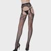 Plus Size European & American Fishnet Garter and Jacquard Pantyhose with Open Crotch Design