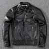 The First Layer of Cowhide Soft Fine Leather Leather Jacket Men's Motorcycle Style Slim Leather Jacket