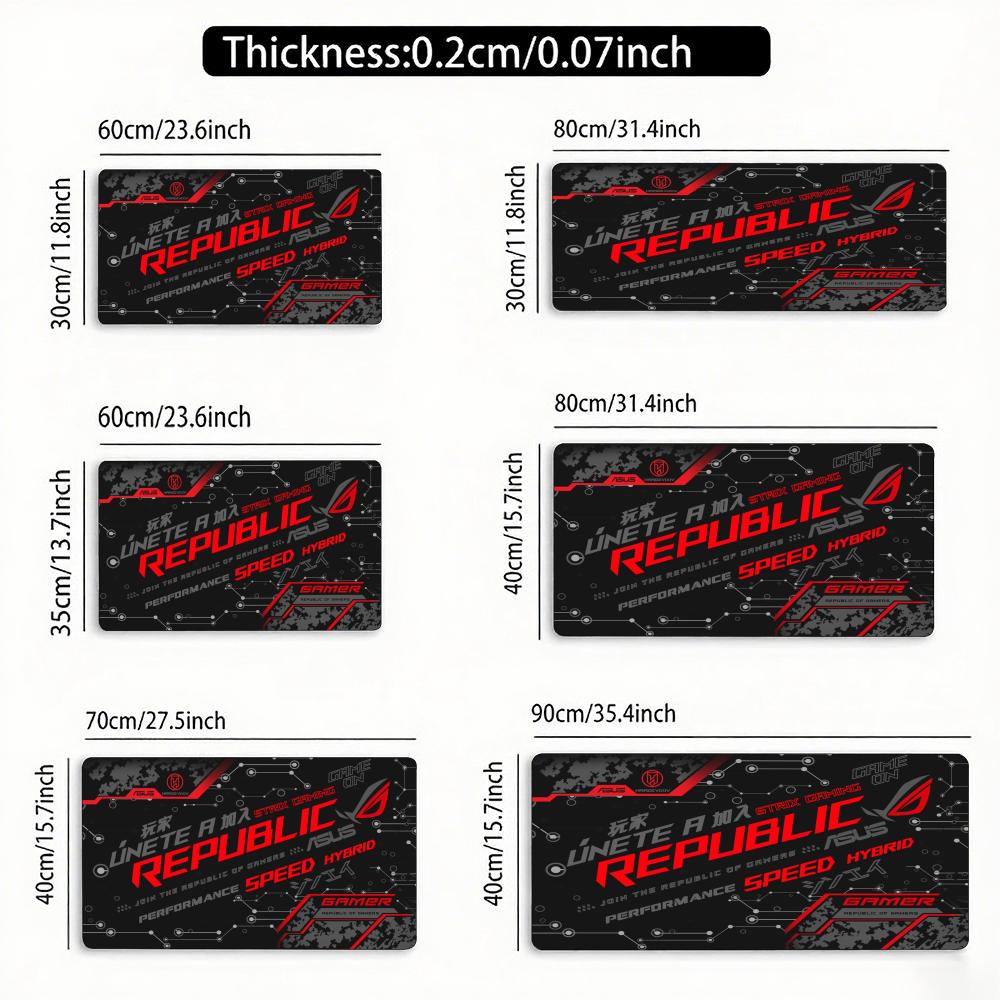AS-US ROG Mouse Pad Large Size Rubber Base Anti-slip PC Desk Accessories Mousepad for Office and Gamer Keyboard Mats Decor Mat