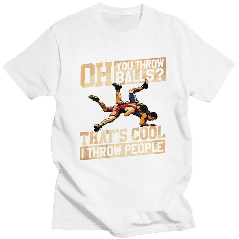 Мужская футболка для рестлинга I Throw People, 100% хлопок, короткий рукав, смешная цитата рестлера, повседневная, свободная, оверсайз