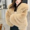 Экологичная куртка с капюшоном из искусственного меха в стиле лисы, женское премиальное пушистое теплое пальто