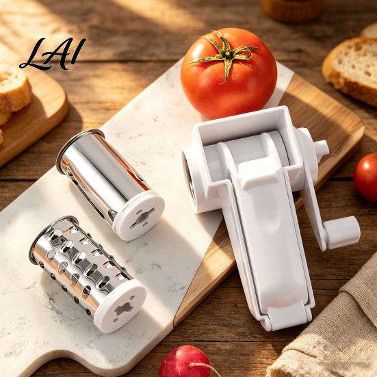 Removable Blade Slicer Manual Cheese Grater 3 in 1 Rotary Shredder for Kitchen Vegetable Cutter Parmesan Hand Crank Tool Easy Food Preparation