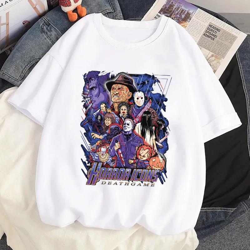 Horror Icons Graphic Printed T Shirt Men Harajuku Clothes Film Posters T-shirt Summer Women Casual Short Sleeves Tshirt Tops