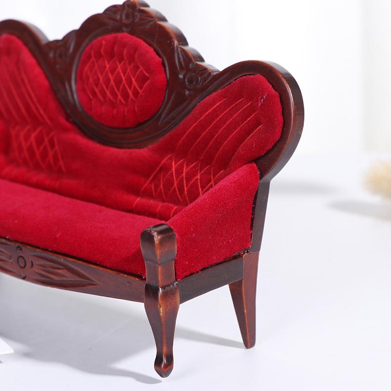 1:12 Кукольный миниатюрный мягкий двойной диван для кукол, кукольная мебель, игрушка для сюжетно-ролевых игр