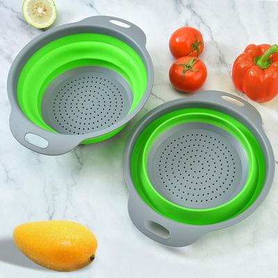 Складная силиконовая корзина для слива и дуршлаг: Выдвижной кухонный инструмент для мытья овощей и фруктов