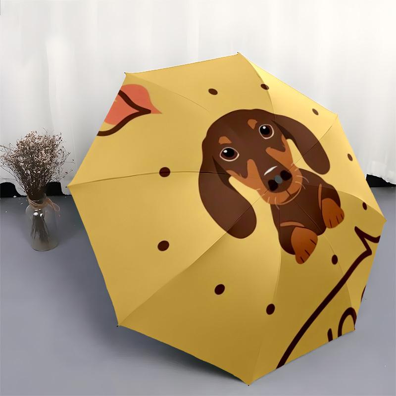 1pc Dachshund Love Umbrella with Plastic Handle,Suitable for All Seasons Home Travel Outdoor UmbrellaDD327