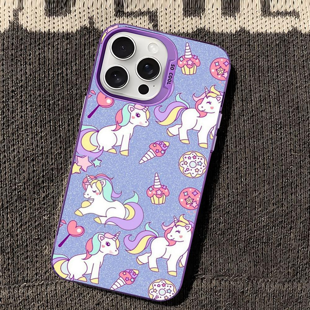 Мультяшный чехол для телефона с единорогом для iPhone 16 15 14 13 12 11 Pro Max X XR XSMAX 8 7 Plus Матовый противоударный задний чехол