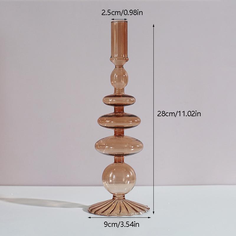 1 шт. Стеклянный подсвечник Ваза для цветов Домашний декор Стеклянный подсвечник Скандинавская ваза для цветов Поделки Винтажный романтический подсвечник
