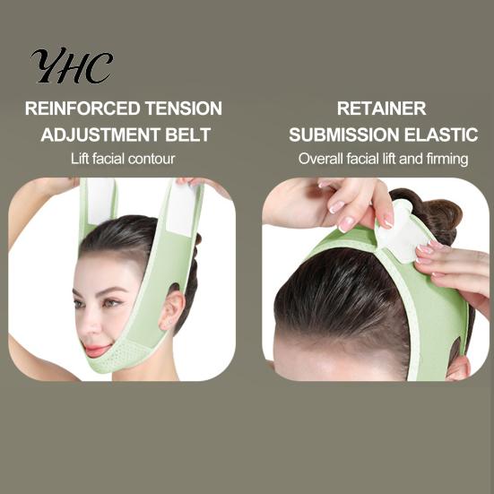 Women Face Bandage Chin Strap with Adjustable Fastener Tape Soft Breathable Double Reducer Beauty Sculpting