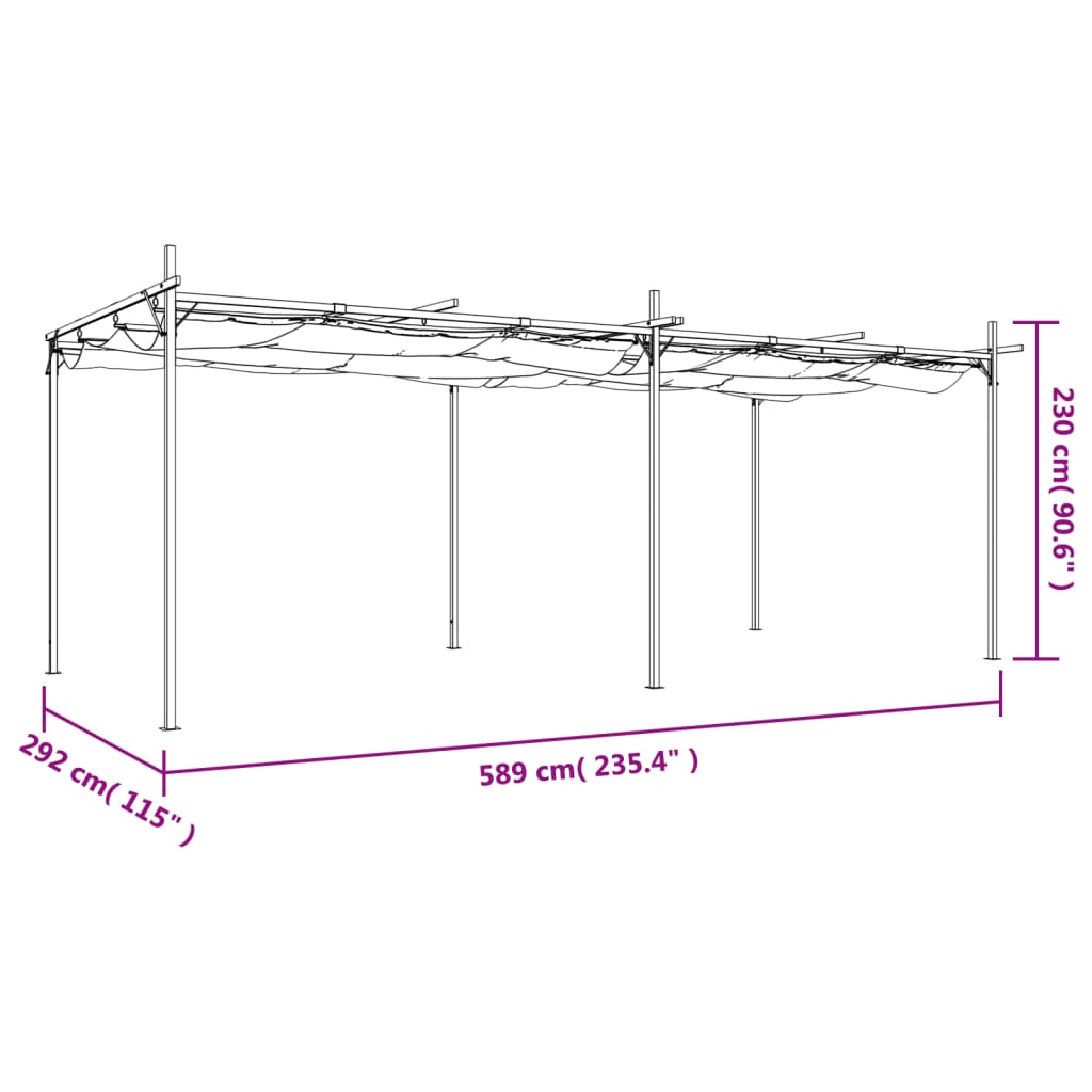 Pergola with Sliding Roof Anthracite Grey 589 x 292 x 230 cm