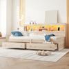 Daybed, 90x200cm Daybed, Sofa Bed, Bedside Cabinet, Bed with 2 USB And 2 Charging Sockets, Ambient Lighting, Bed with Two Drawers, Bed with Slatted