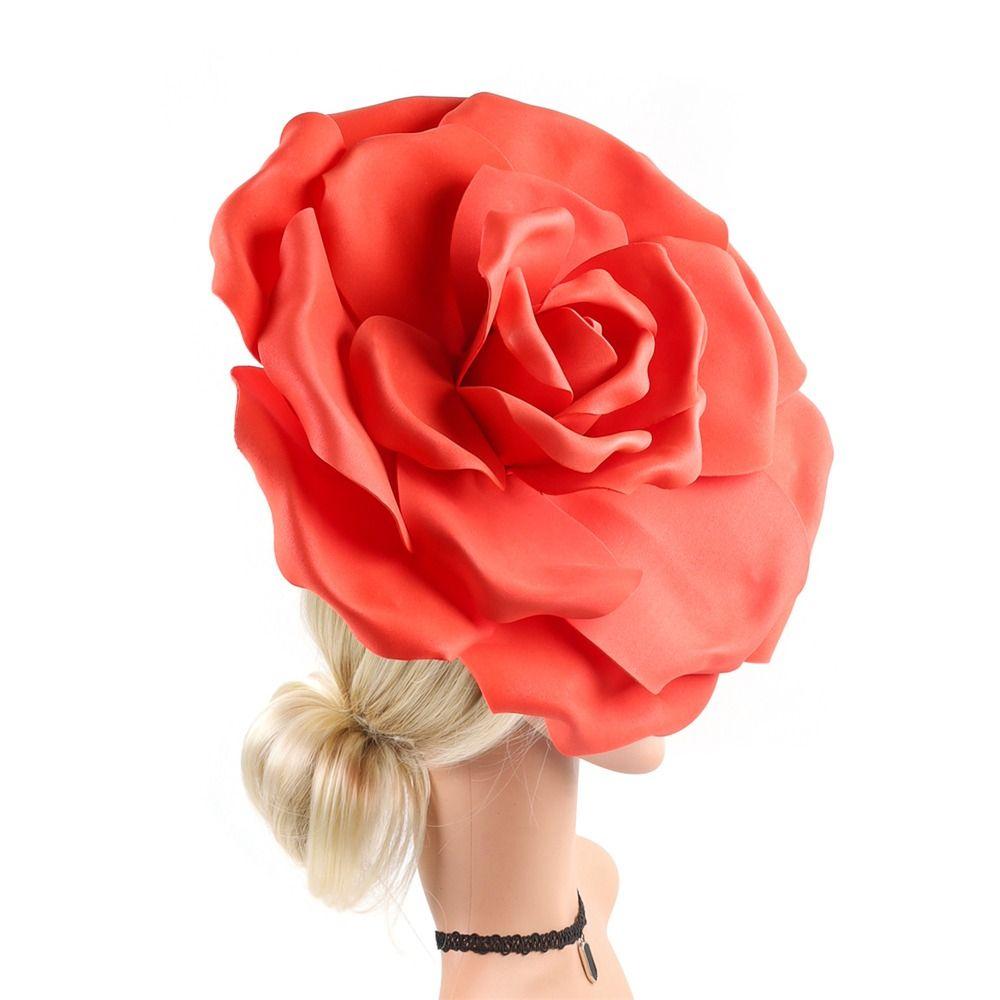 Свадебная шляпа-вуаль с розами и цветами, преувеличенный головной убор Марди Гра для женщин