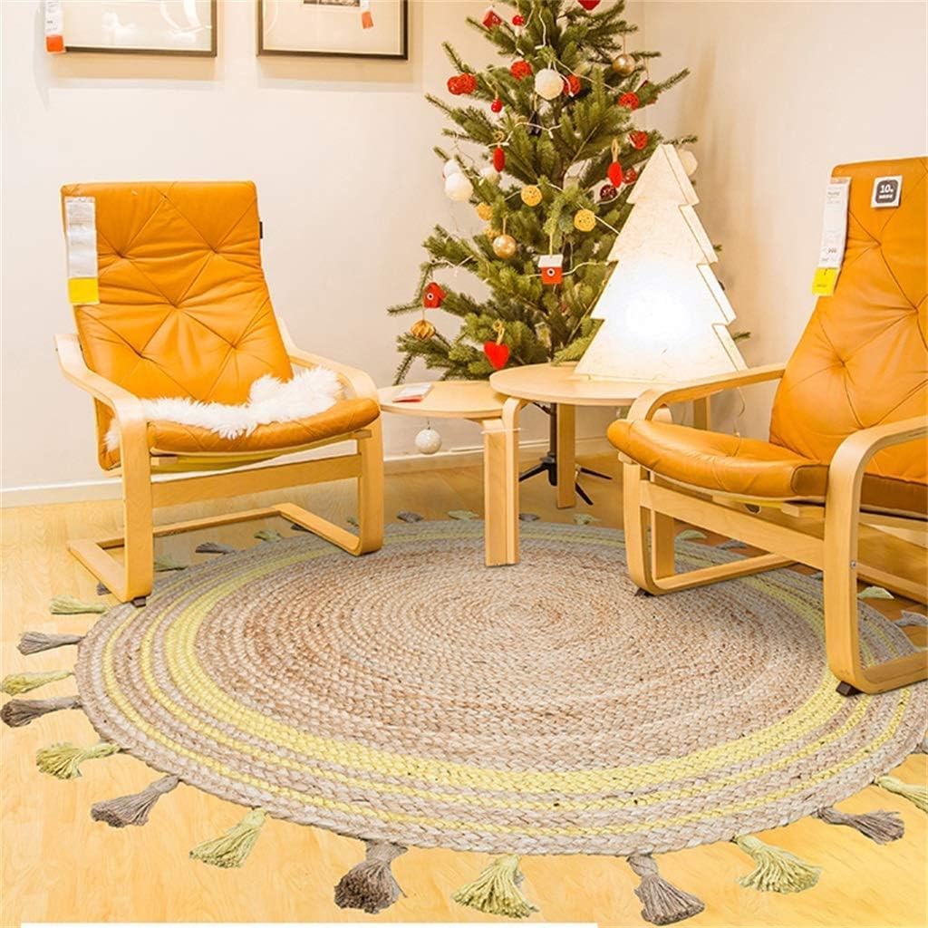Джутовый ковер Ручной работы Круглый Натуральный ковер для любого пространства Внешний вид Рустик Декор Для любого пространства