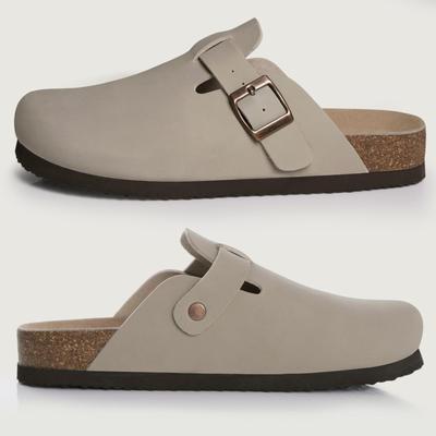Модные клоги-шлепанцы Litfun Fashion из пробки для женщин 2025 Новые мужские туфли-картофелины Классические кожаные мюли на плоской подошве с поддержкой свода стопы Пляжная обувь