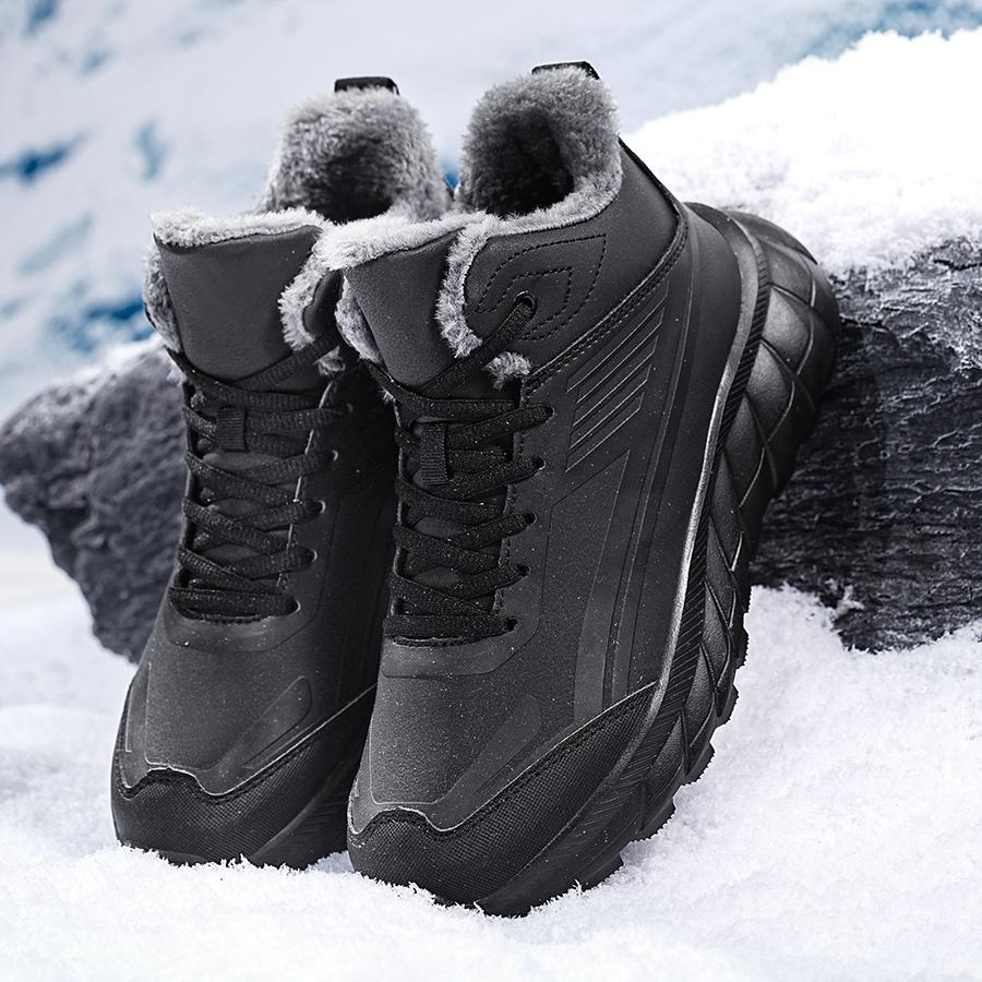 FashionWinter Men's Snow Boots Waterproof Sports Casual Shoes Plush Warm Outdoor Men's Hiking Boots Work Travel Shoes Big Size 48