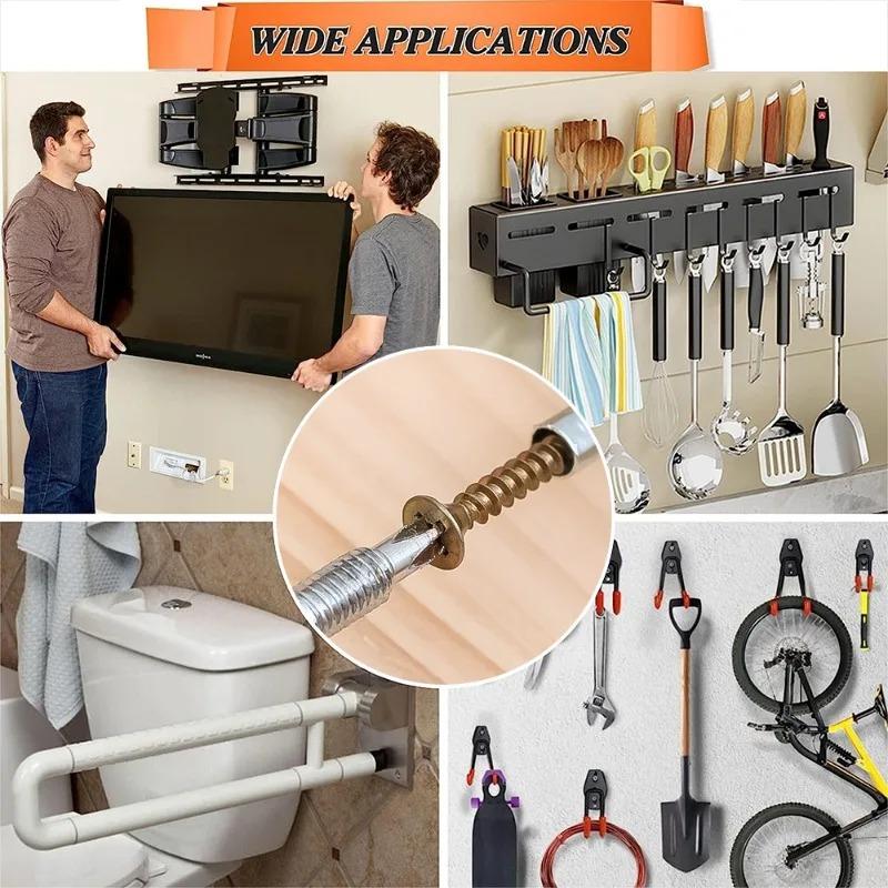 50/10 комплектов металлических винтов для расширения, прочные металлические крепежи, зубчатая трубка, дюбель-бур, твердый зубчатый болт для стены, улучшение дома