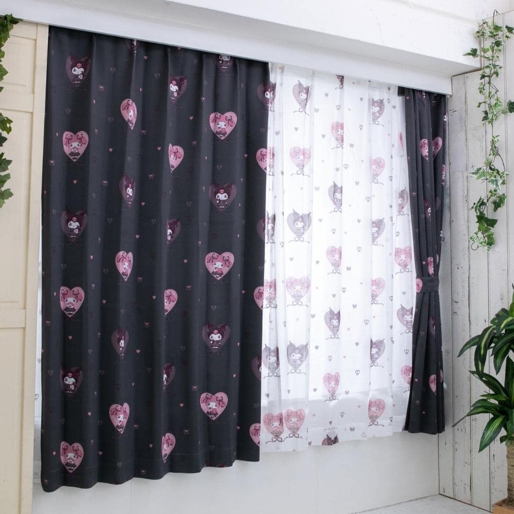 Sanrio Kuromi My Melody Midnight Merokuro 2nd Grade Blackout Heat Shielding Curtain Lace Set of 4 Width 100 X 178cm Length My Melody Fully Washable