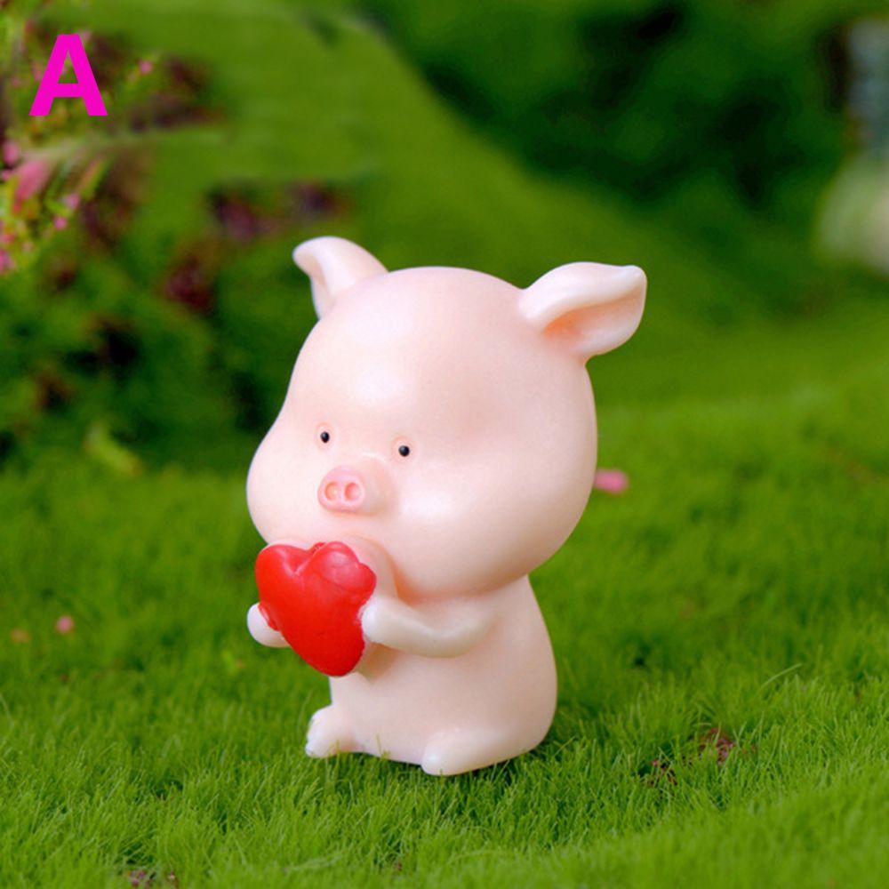 Cute Garden Home Decor Bonsai Decoration Figurine Micro Pig Family Resin Ornaments Miniature Model