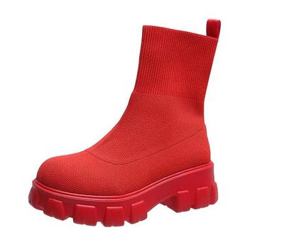 Женская обувь 36-43 Весенне-осенние кроссовки на платформе Спортивная повседневная Дышащая Обувь без шнурков Ботильоны Эластичные Ботинки Женские