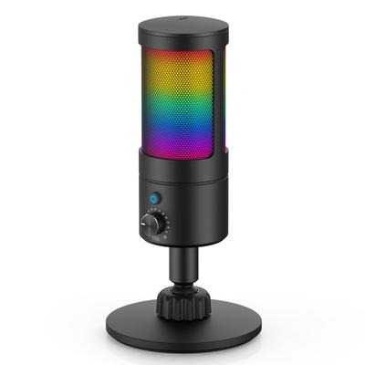 Микрофон Faunow USB-конденсаторный микрофон ПК-микрофон RGB-подсветка Отключение кардиоидного направленного сигнала Plug Play Наушники с возможностью подключения Регулировка громкости Удар