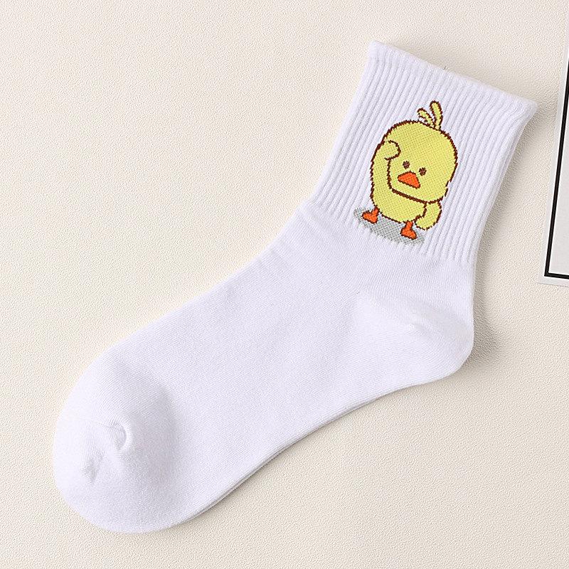 Unisex Cute Cartoon Dancing Yellow Duck Socks Hip Hop Cool Hipster Socks Cotton Art Funny Socks Tide Pet Elf Casual Sox