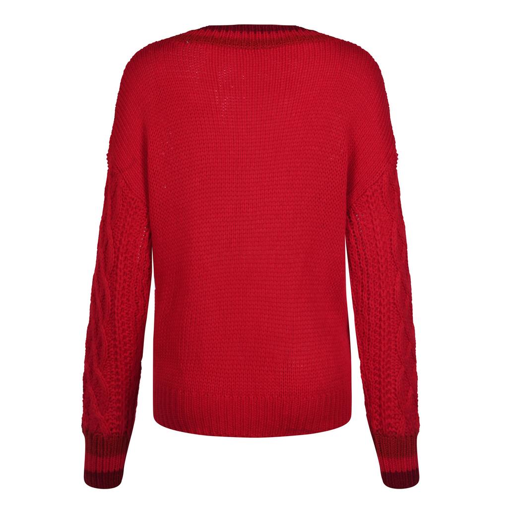 Модный женский вязаный пуловер с v-образным вырезом и длинными рукавами, повседневные топы