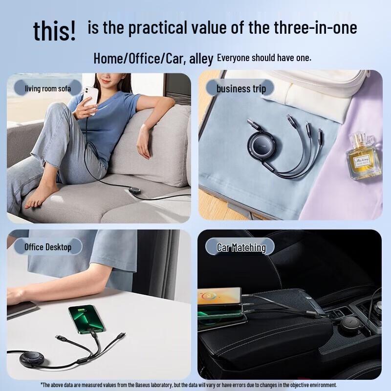 Baseus 3-in-1 Retractable Universal Fast Charging Cable