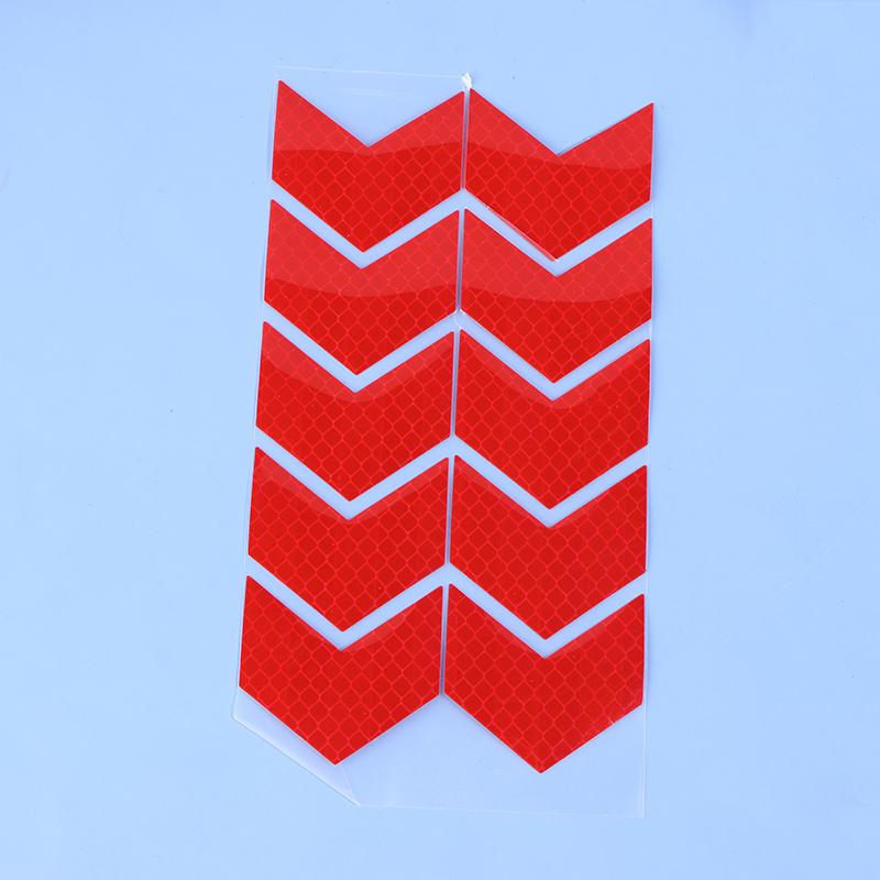 10 шт./комплект Светоотражающая лента-знак стрелки Предупреждающий стикер безопасности для бампера автомобиля, багажника, отражателя, лента-предупреждение, аксессуары для мотоцикла