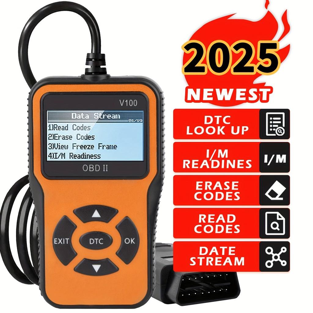 1 шт. V100 Профессиональный OBD2 сканер, Читатель кодов неисправностей двигателя, Диагностический инструмент сканирования для автомобилей с протоколом OBD II с 1996 года