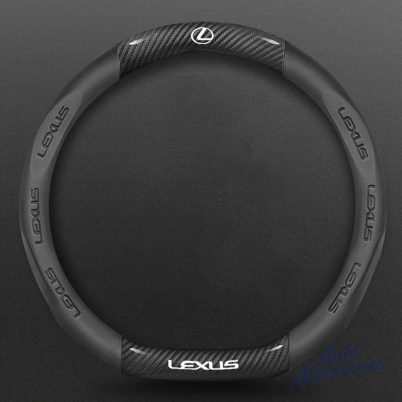 BJYL6 38cm Car Anti-Slip Steering Wheel Cover Carbon Fiber Leather Cover For Lexus F SPORT ES RX NX LS UX LM LX GX LC RZ IS CT GS RC