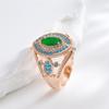 Emerald Green Zircon With Double White Zircon Turquoise Oval Rings Women Luxury Ethnic Style Jewelry Party Accessories
