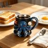Уникальный подарок - Морское Существо Осьминог Кружка с Ручкой, Глубокий Рельефный Дизайн Смола Нержавеющая Сталь Кофейная Кружка, Термоизолированная Кружка для Питья для Офиса И Дома