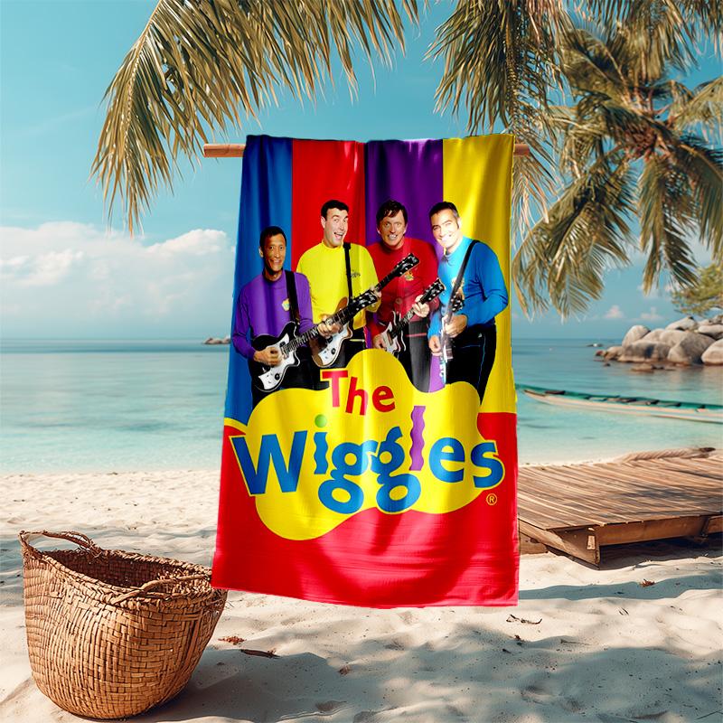 Пляжное полотенце с рисунком The Wiggles - мягкое, впитывающее, быстросохнущее, можно стирать в машине - идеально для плавания, кемпинга, купания