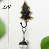 Christmas Tree Shaped Hooks Wall Hook Elk Pattern Decorative Key Holder Vintage Festive Mounts Style Metal Hanger for Holiday Home Decor