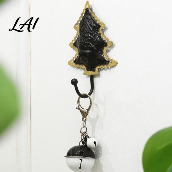 Christmas Tree Shaped Hooks Wall Hook Elk Pattern Decorative Key Holder Vintage Festive Mounts Style Metal Hanger for Holiday Home Decor